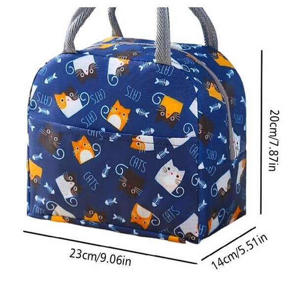 Insulated Pink Blue Bunny Lunch Bag Carrots Outside Pocket ADORABLE! - Picture 4 of 4